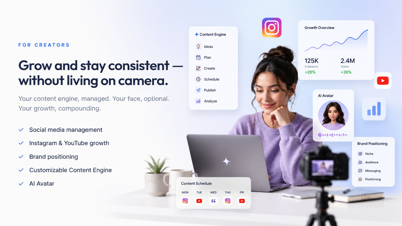 ChatProz creator growth system: content engine, AI avatar and growth overview